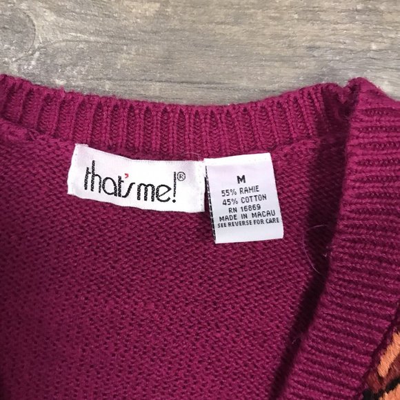 Vintage That's Me! Floral V‎ Neck Cardigan Women Size Medium Button Front - Picture 6 of 9